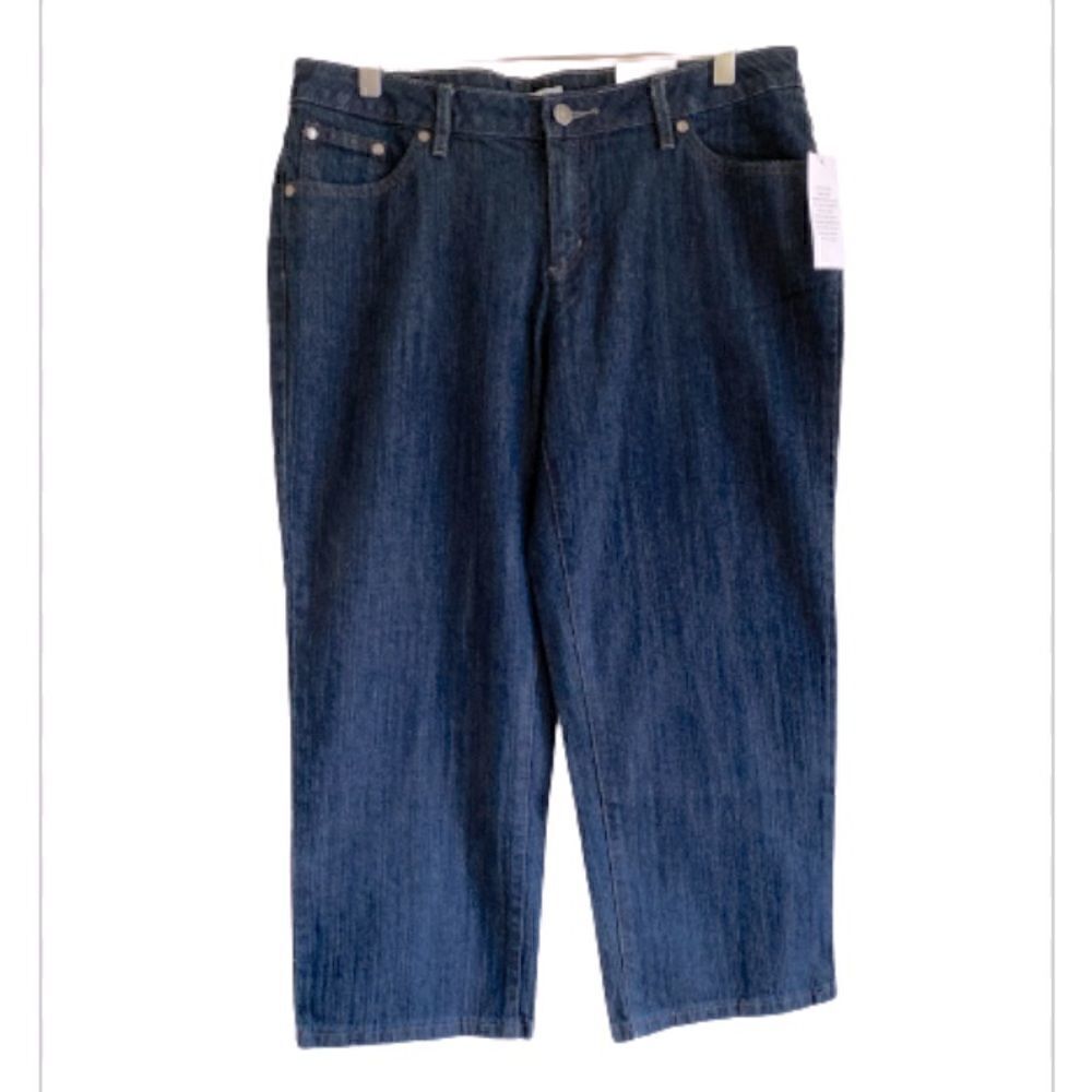 NWT Liz Claiborne Chelsea Jean Cropped Jean Capris Dark Wash Size 12